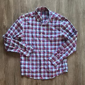 UNTUCKit Stever Hill Performance Plaid Button Front Long Sleeve Shirt Large Slim